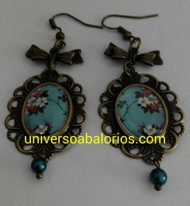 Pendientes conjunto flor bronce01